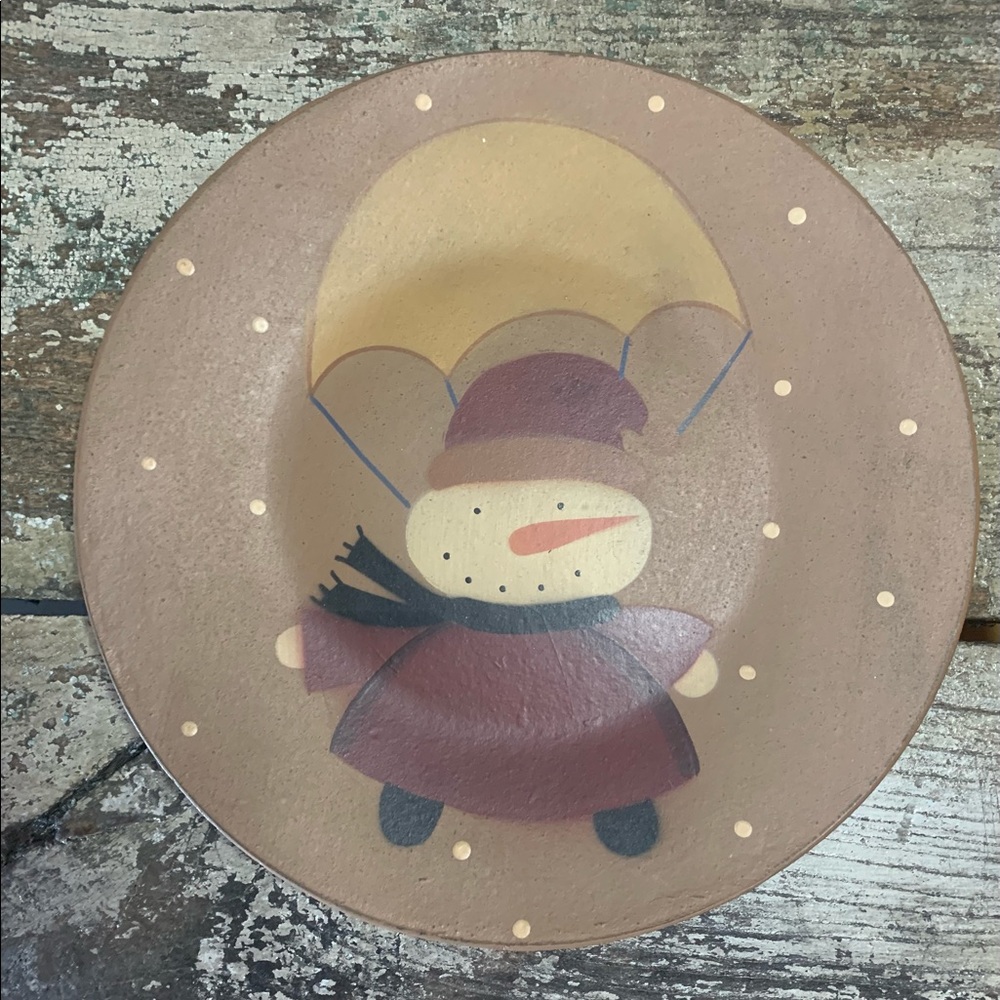 The Hearthside Collection wooden snowman plate